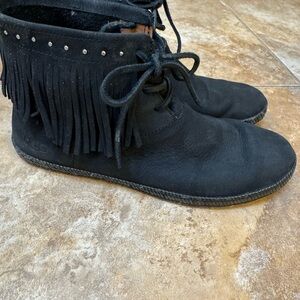 UGG Black Fringe Ankle Boots